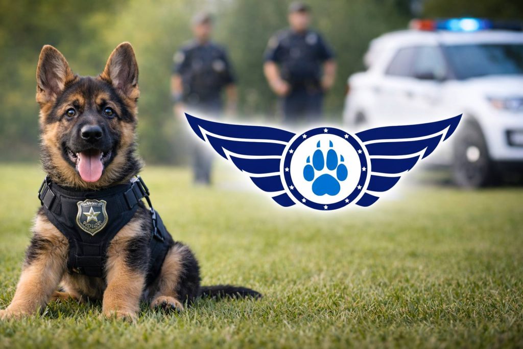 Police service dogs in training performing search exercise
