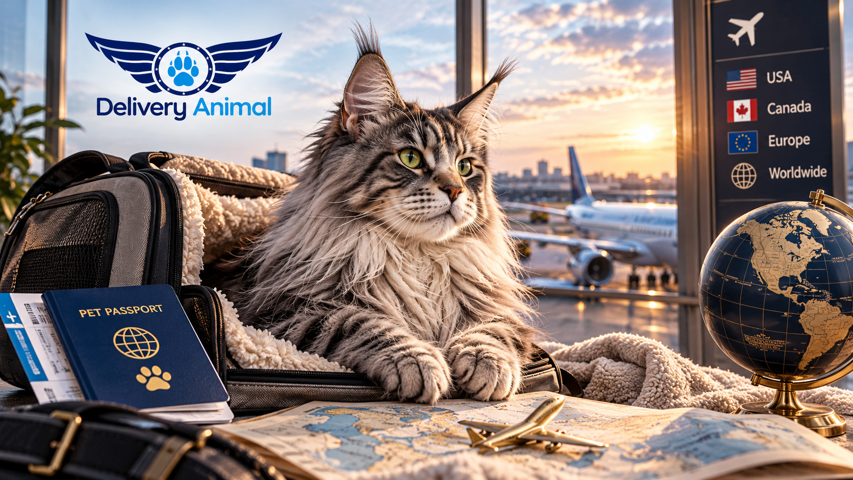 Maine Coon international pet transport with Delivery Animal